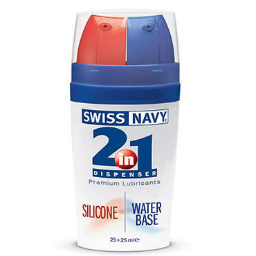 Swiss Navy 2 in 1 Dispenser, 2х25 мл, Лубрикант 2 в 1 водная и силиконовая основа Swiss Navy 2 in 1 Dispenser, 2х25 мл, Лубрикант 2 в 1 водная и силиконовая основа