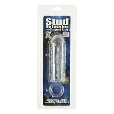 California Exotic Stud Extenders With Support Ring, прозрачная - Насадка на пенис с петлей для мошонки - купить в секс шопе California Exotic Stud Extenders With Support Ring, прозрачная - Насадка на пенис с петлей для мошонки - купить в секс шопе