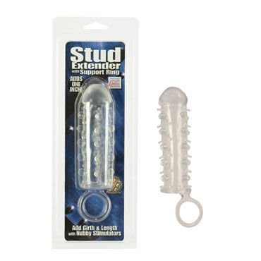 California Exotic Stud Extenders With Support Ring, прозрачная, Насадка на пенис с петлей для мошонки California Exotic Stud Extenders With Support Ring, прозрачная, Насадка на пенис с петлей для мошонки