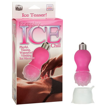 California Exotic Foreplay Ice Chill Massagers, розовый, Вибратор с насадкой для охлаждения California Exotic Foreplay Ice Chill Massagers, розовый, Вибратор с насадкой для охлаждения