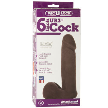 Doc Johnson Vac-U-Lock Cock 15 см, черный - Реалистичная насадка - купить в секс шопе Doc Johnson Vac-U-Lock Cock 15 см, черный - Реалистичная насадка - купить в секс шопе