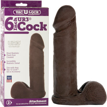 Doc Johnson Vac-U-Lock Cock 15 см, черный, Реалистичная насадка Doc Johnson Vac-U-Lock Cock 15 см, черный, Реалистичная насадка