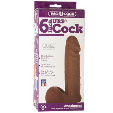 Doc Johnson Vac-U-Lock Cock 15 см, коричневый - Реалистичная насадка - купить в секс шопе Doc Johnson Vac-U-Lock Cock 15 см, коричневый - Реалистичная насадка - купить в секс шопе