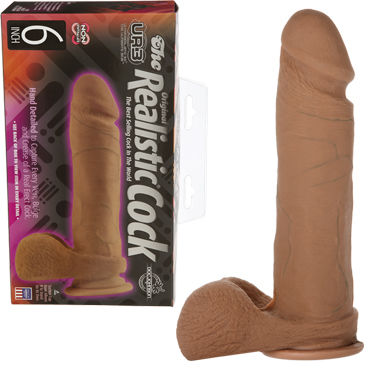 Doc Johnson Realistic Cock 15 см, коричневый, Реалистичный фаллоимитатор на присоске Doc Johnson Realistic Cock 15 см, коричневый, Реалистичный фаллоимитатор на присоске