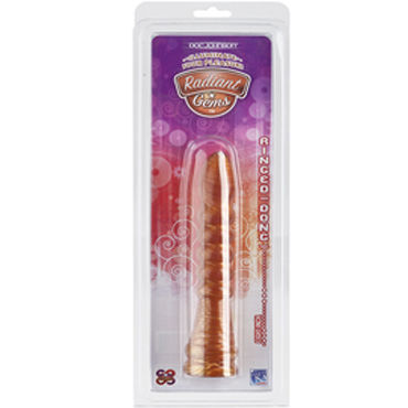 Doc Johnson Radiant Gems Ringed Dong, золотой - Фаллоимитатор с волнистым рельефом - купить в секс шопе Doc Johnson Radiant Gems Ringed Dong, золотой - Фаллоимитатор с волнистым рельефом - купить в секс шопе