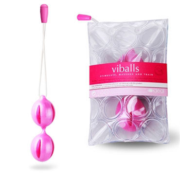 Ideal Viballs, розовые, Вагинальные шарики с рельефной поверхностью Ideal Viballs, розовые, Вагинальные шарики с рельефной поверхностью