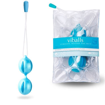 Ideal Viballs, голубые, Вагинальные шарики с рельефной поверхностью Ideal Viballs, голубые, Вагинальные шарики с рельефной поверхностью