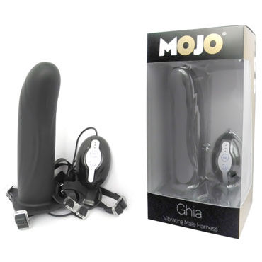 Gopaldas Mojo Ghia, черный, Полый страпон с вибрацией Gopaldas Mojo Ghia, черный, Полый страпон с вибрацией