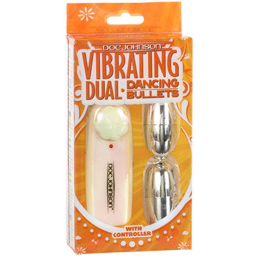 Doc Johnson Vibrating Dual Dancing Bullets, серебристый - Два виброяйца - купить в секс шопе Doc Johnson Vibrating Dual Dancing Bullets, серебристый - Два виброяйца - купить в секс шопе