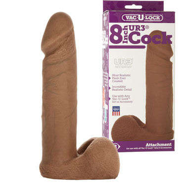Doc Johnson Vac-U-Lock Cock 20 см, коричневый, Реалистичная насадка Doc Johnson Vac-U-Lock Cock 20 см, коричневый, Реалистичная насадка