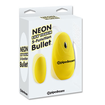 Pipedream Neon 5 Function Bullet, желтый, Виброяйцо с выносным пультом Pipedream Neon 5 Function Bullet, желтый, Виброяйцо с выносным пультом