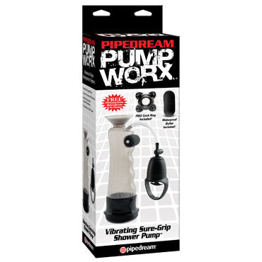 Pipedream Pump Worx Vibrating Sure-Grip Shower Pump, Вакуумная помпа с вибрацией Pipedream Pump Worx Vibrating Sure-Grip Shower Pump, Вакуумная помпа с вибрацией