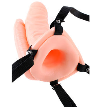 Pipedream Double Penetrator Hollow Strap-On, телесный, Фаллопротез для двойного проникновения и другие товары Pipedream с фото Pipedream Double Penetrator Hollow Strap-On, телесный, Фаллопротез для двойного проникновения и другие товары Pipedream с фото