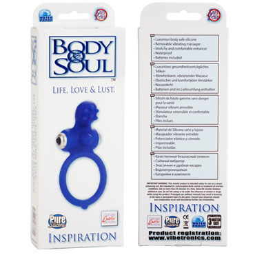 California Exotic Body & Soul Inspiration, синее - Эрекционное кольцо с виброэлементом - купить в секс шопе California Exotic Body & Soul Inspiration, синее - Эрекционное кольцо с виброэлементом - купить в секс шопе