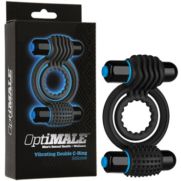 Doc Johnson Vibrating Double C-Ring, черный, Эрекционное кольцо с вибропулями Doc Johnson Vibrating Double C-Ring, черный, Эрекционное кольцо с вибропулями