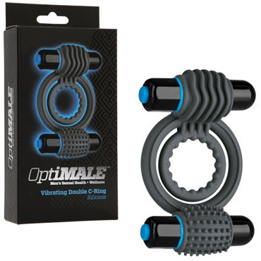 Doc Johnson Vibrating Double C-Ring, серый, Эрекционное кольцо с вибропулями Doc Johnson Vibrating Double C-Ring, серый, Эрекционное кольцо с вибропулями
