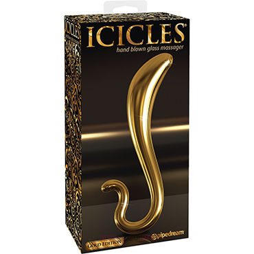Pipedream Icicles Gold Edition G02 - Стеклянный фаллоимитатор для точки G - купить в секс шопе Pipedream Icicles Gold Edition G02 - Стеклянный фаллоимитатор для точки G - купить в секс шопе