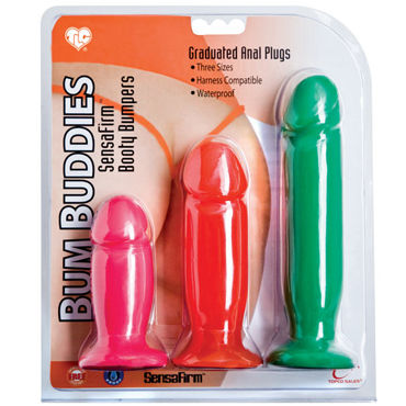 Topco TLC Bum Buddies Booty Bumpers, Набор неоновых анальных пробок Topco TLC Bum Buddies Booty Bumpers, Набор неоновых анальных пробок