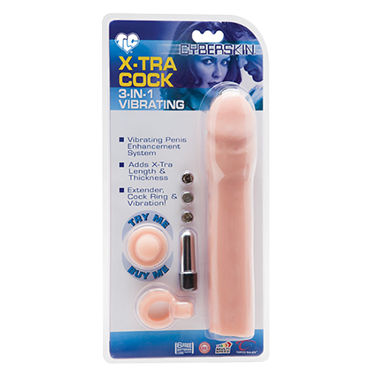 Topco CyberSkin 3-in-1 Vibrating X-tra Cock, телесная - фото, отзывы Topco CyberSkin 3-in-1 Vibrating X-tra Cock, телесная - фото, отзывы
