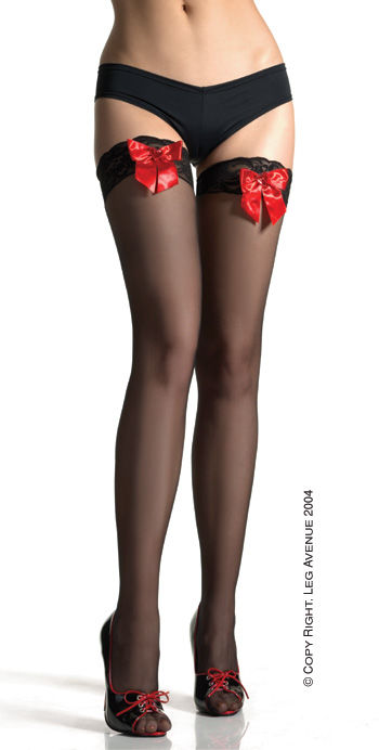 Leg Avenue чулки, С красным атласным бантиком Leg Avenue чулки, С красным атласным бантиком