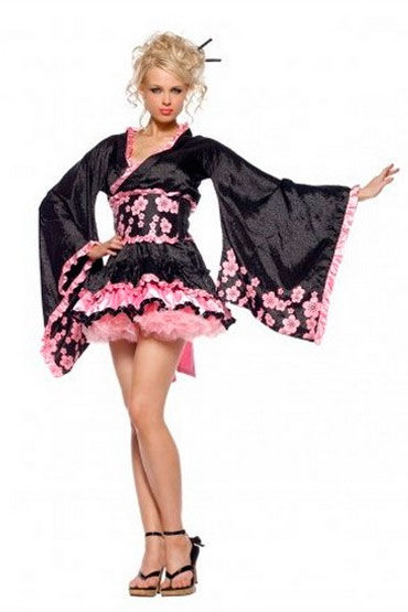 Leg Avenue Cherry Blossom Geisha, Черный, с розовой отделкой Leg Avenue Cherry Blossom Geisha, Черный, с розовой отделкой