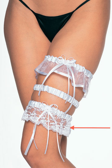 Leg Avenue подвязка, черно-белая, Кружевная, с бантиком Leg Avenue подвязка, черно-белая, Кружевная, с бантиком