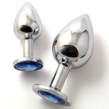 Butt Plug Silver Small, голубой, Малая анальная пробка, украшена кристаллом Butt Plug Silver Small, голубой, Малая анальная пробка, украшена кристаллом
