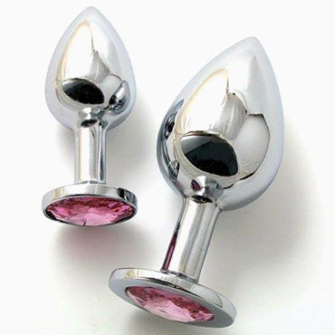 Butt Plug Silver Small, розовый, Малая анальная пробка, украшена кристаллом Butt Plug Silver Small, розовый, Малая анальная пробка, украшена кристаллом