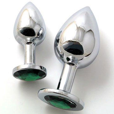 Butt Plug Silver Large, изумрудный, Большая анальная пробка, украшена кристаллом Butt Plug Silver Large, изумрудный, Большая анальная пробка, украшена кристаллом