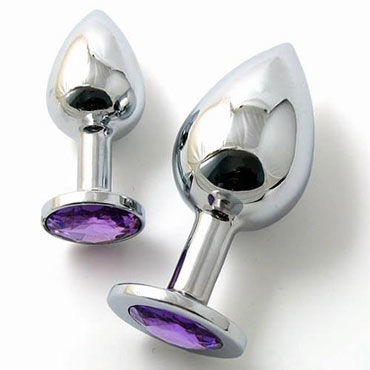 Butt Plug Silver Large, светло-фиолетовый, Большая анальная пробка, украшена кристаллом Butt Plug Silver Large, светло-фиолетовый, Большая анальная пробка, украшена кристаллом