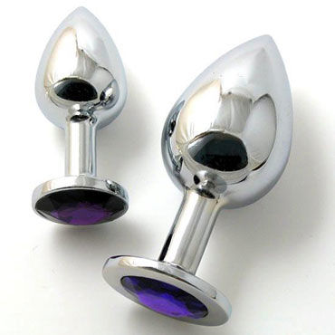 Butt Plug Silver Large, темно-фиолетовый, Большая анальная пробка, украшена кристаллом Butt Plug Silver Large, темно-фиолетовый, Большая анальная пробка, украшена кристаллом