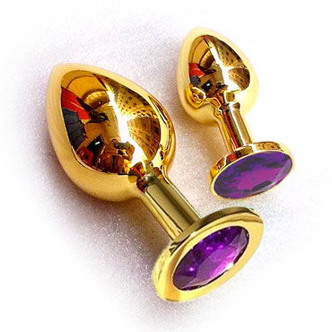 Butt Plug Gold Large, темно-фиолетовый, Большая анальная пробка, украшена кристаллом Butt Plug Gold Large, темно-фиолетовый, Большая анальная пробка, украшена кристаллом