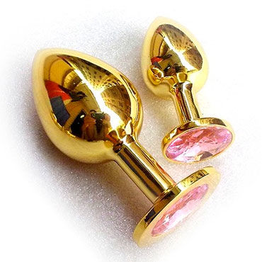 Butt Plug Gold Small, розовый, Малая анальная пробка, украшена кристаллом Butt Plug Gold Small, розовый, Малая анальная пробка, украшена кристаллом