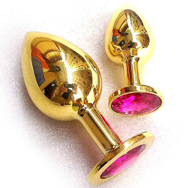 Butt Plug Gold Small, малиновый, Малая анальная пробка, украшена кристаллом Butt Plug Gold Small, малиновый, Малая анальная пробка, украшена кристаллом