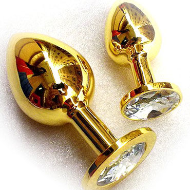Butt Plug Gold Small, бриллиант, Малая анальная пробка, украшена кристаллом Butt Plug Gold Small, бриллиант, Малая анальная пробка, украшена кристаллом