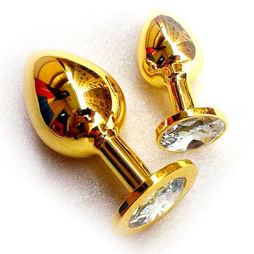 Butt Plug Gold Large, бриллиант, Большая анальная пробка, украшена кристаллом Butt Plug Gold Large, бриллиант, Большая анальная пробка, украшена кристаллом