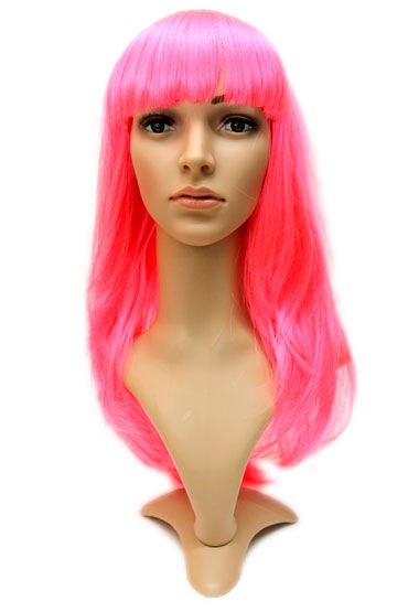 Courtney Wig, розовый, Прямые длинные волосы с челкой Courtney Wig, розовый, Прямые длинные волосы с челкой