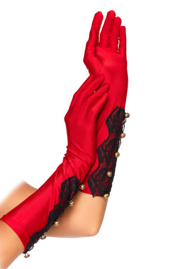 Leg Avenue перчатки, Атласные, с кружевом Leg Avenue перчатки, Атласные, с кружевом