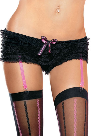 Leg Avenue трусики, бело-розовые, С бантиком и многослойными рюшами Leg Avenue трусики, бело-розовые, С бантиком и многослойными рюшами