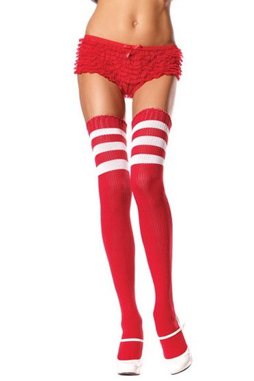 Leg Avenue чулки, розовые, Теплые, с белыми полосками Leg Avenue чулки, розовые, Теплые, с белыми полосками