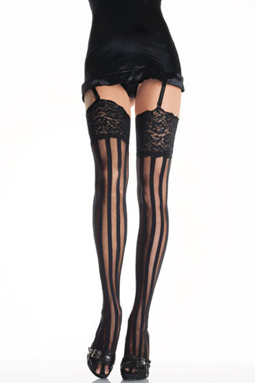 Leg Avenue чулки, Полосатые, с широкой резинкой Leg Avenue чулки, Полосатые, с широкой резинкой