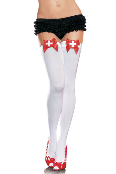 Leg Avenue чулки, белые, Со значком медсестры Leg Avenue чулки, белые, Со значком медсестры