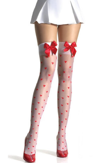 Leg Avenue чулки, С сердечками и бантиками Leg Avenue чулки, С сердечками и бантиками