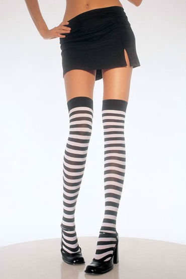 Leg Avenue чулки, черно-розовые, В полоску Leg Avenue чулки, черно-розовые, В полоску
