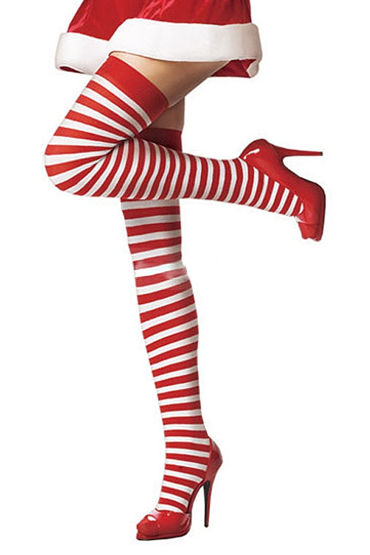 Leg Avenue чулки, бело-красные, В полоску Leg Avenue чулки, бело-красные, В полоску