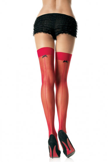 Leg Avenue чулки, красные, С очаровательными бантиками Leg Avenue чулки, красные, С очаровательными бантиками
