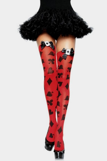 Leg Avenue Карты, Чулки с рисунком ''карточные масти'' Leg Avenue Карты, Чулки с рисунком ''карточные масти''