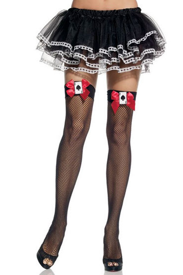 Leg Avenue чулки, С бантиками, украшенными пиковыми тузами Leg Avenue чулки, С бантиками, украшенными пиковыми тузами