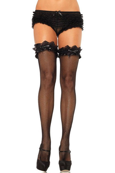 Leg Avenue чулки, С искусственными бриллиантиками на бантах Leg Avenue чулки, С искусственными бриллиантиками на бантах