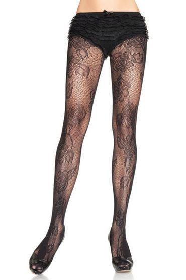 Leg Avenue Jacquard, Колготы с принтом ''розы'' Leg Avenue Jacquard, Колготы с принтом ''розы''